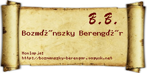 Bozmánszky Berengár névjegykártya